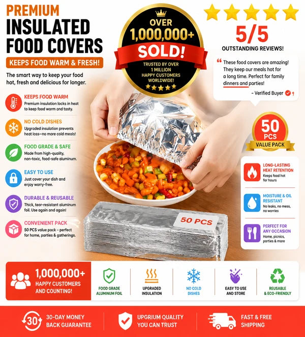 Aluminum Foil Food Insulation Cover – Keep Dishes Hot & Fresh